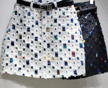 Load image into Gallery viewer, Distressed Marble Denim Skirt
