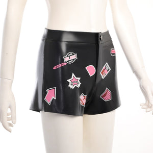 Faux Leather Badge Shorts