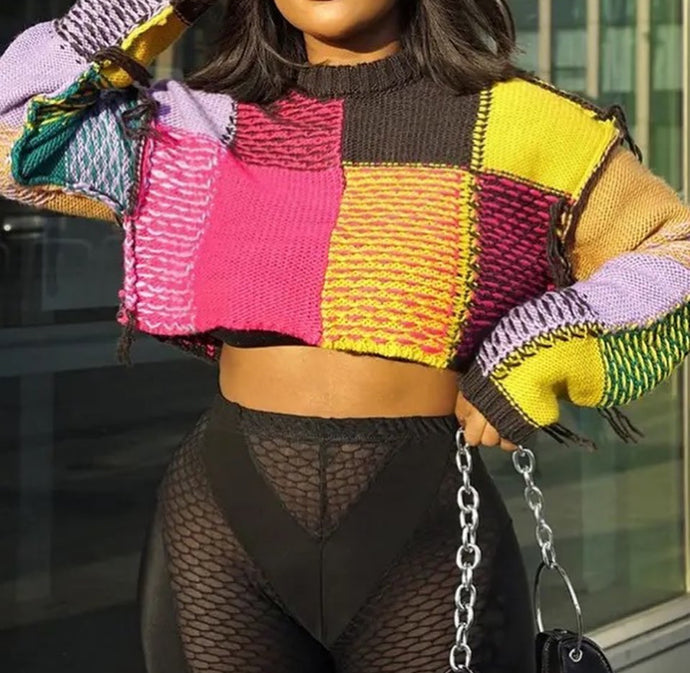 Knitted Color Block Sweater