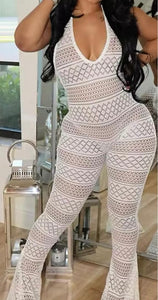 Knitted Body-Con Halter Jumpsuit