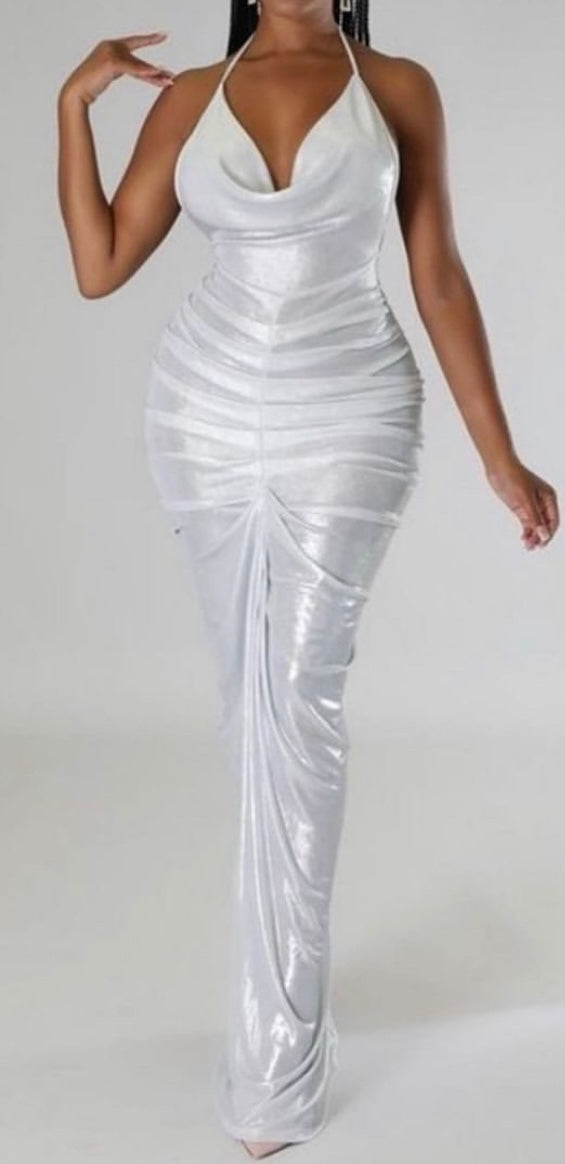 Metallic Halter Gown