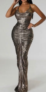 Metallic Halter Gown