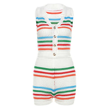 Load image into Gallery viewer, Knitted Stripe Short Set
