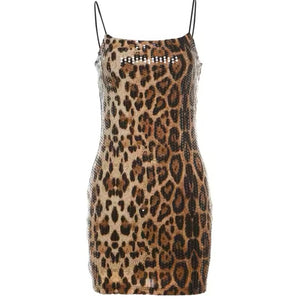 Cheetah Print Sequence Mini Dress