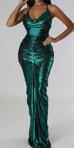 Metallic Halter Gown