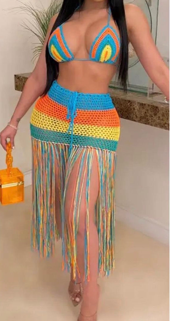 Multi Colored Knit Swimsuit