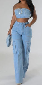 Cargo Denim Pant Set