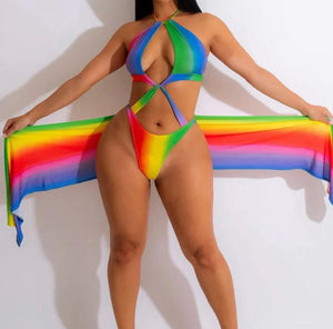 Rainbow Cutout Swimsuit