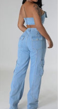 Load image into Gallery viewer, Cargo Denim Pant Set
