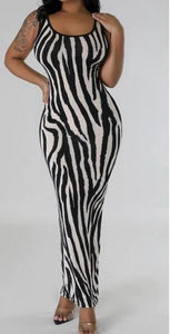 Striped Body-Con Maxi Dress