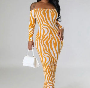Tiger Striped Body-Con Dress