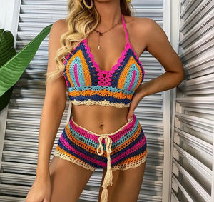 Knitted Swimsuit Short Set