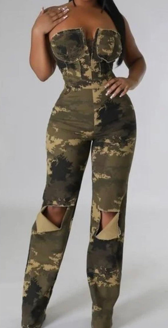 Camo Halter Jumpsuit