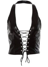 Charger l&#39;image dans la galerie, Faux Leather Lace Up Halter Top
