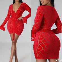 Charger l&#39;image dans la galerie, Velvet Mesh Mini Dress
