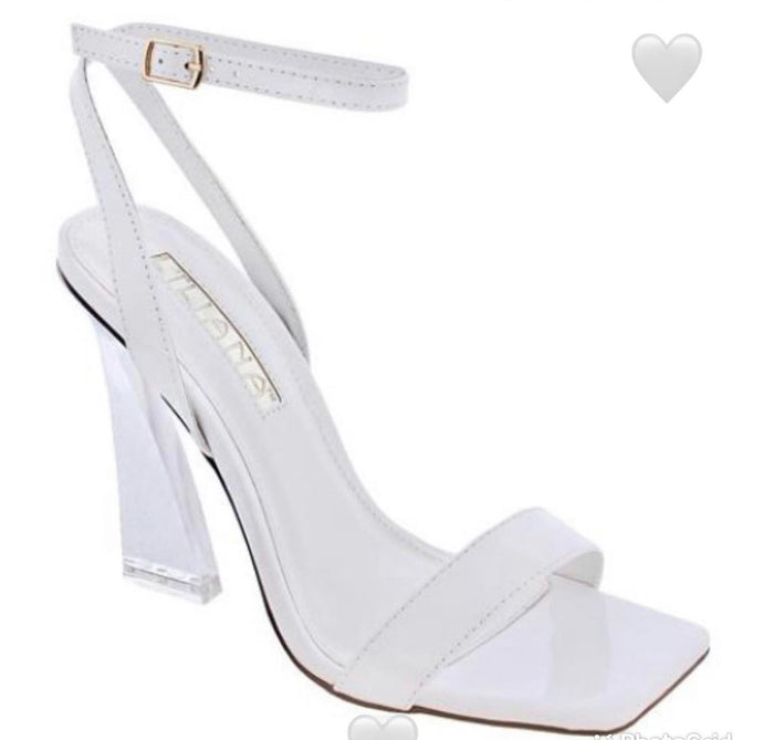 White with clear heels dress shoes