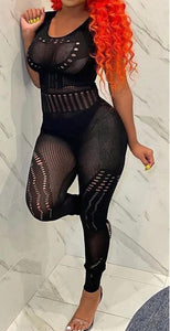 Mesh Body-Con Jumpsuit