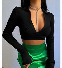 Load image into Gallery viewer, Collared V-Neck Crop Top
