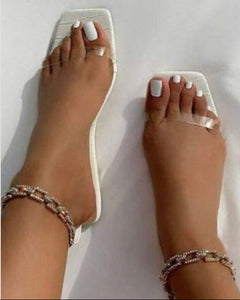 White Transparent chain Sandals