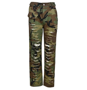 Slashed Camo Cargo Pants