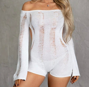 Distressed Knitted Romper